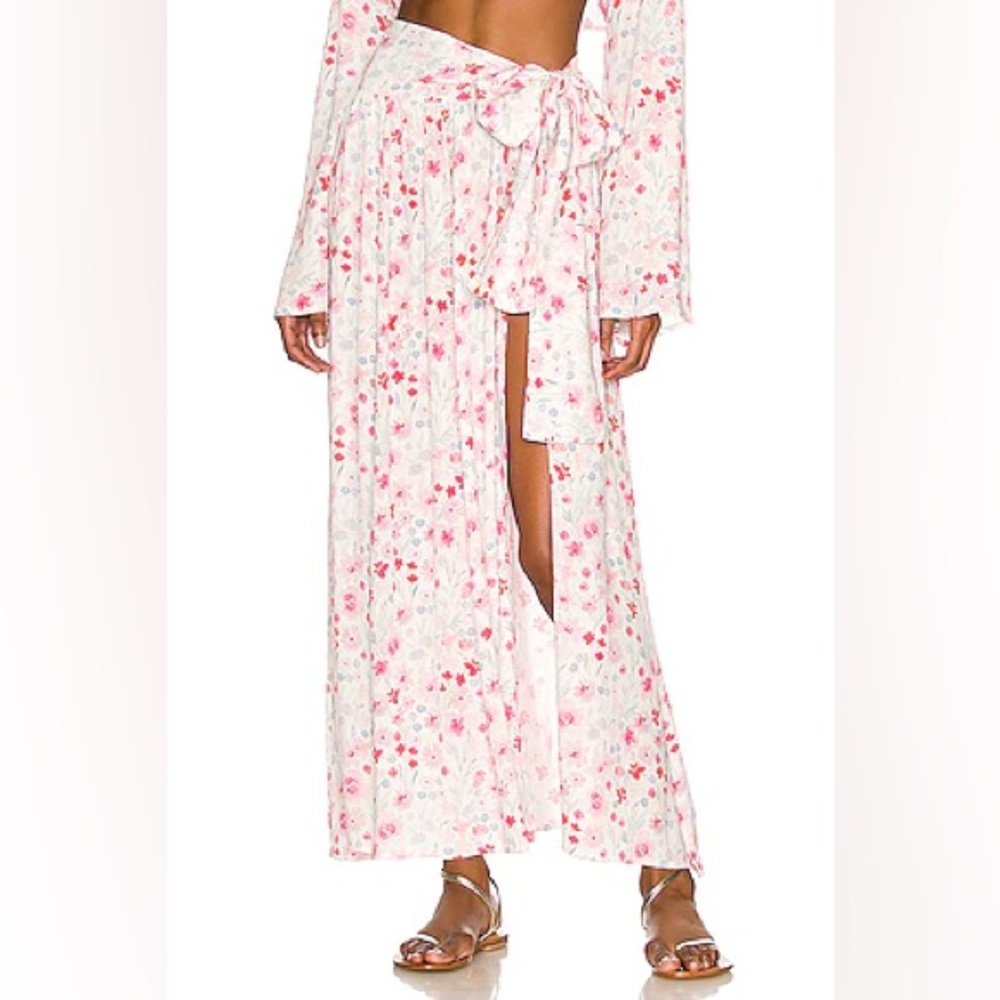 NWT REVOLVE LPA Tesera Wrap Skirt in Pink Floral Print size Small